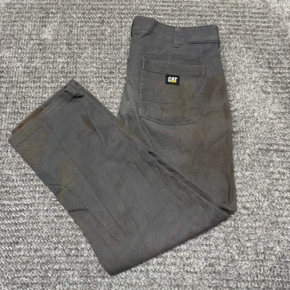 CAT‎ Mens Work Pants Size 36x29 Gray Canvas Carpenter Heavy Duty Utility